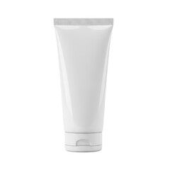 A white tube of cream or lotion on a plain white background. isolated on transparent background