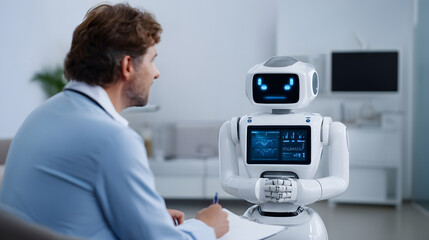 Doctor Collaborating with Medical Robot in Modern Healthcare