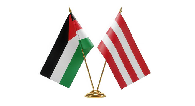 Two national flags palestinian and liberian symbolizing international relations diplomacy and partnership isolated on transparent background