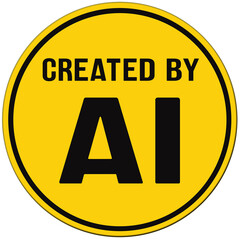 A round sign indicating that the content was created by artificial intelligence. AI