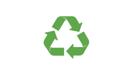 Obraz premium A green recycling symbol with three arrows forming a triangle on a white background, representing environmental sustainability and eco-friendliness.