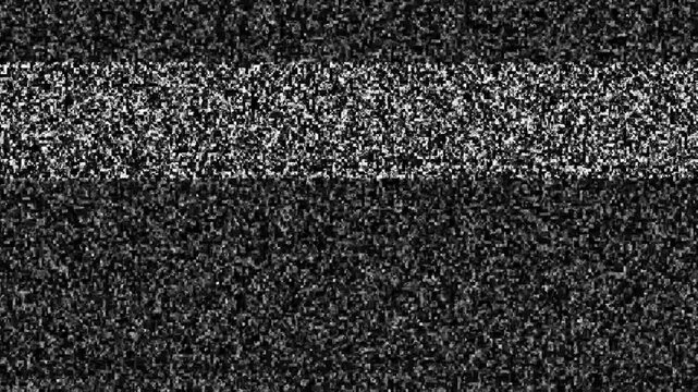 Static noise animation with random grain pattern movement. Television signal interference and visual disturbance effect. Continuous noise texture element for digital video use