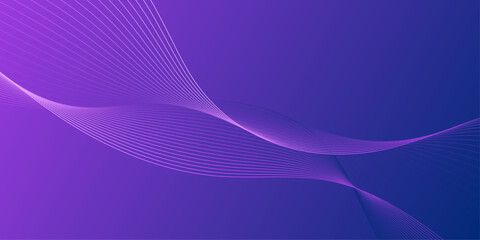 Abstract glowing wave lines on dark blue background. Dynamic wave pattern. Modern flowing wavy lines. Futuristic technology concept. Suit for banner, poster, cover, brochure, flyer, website.