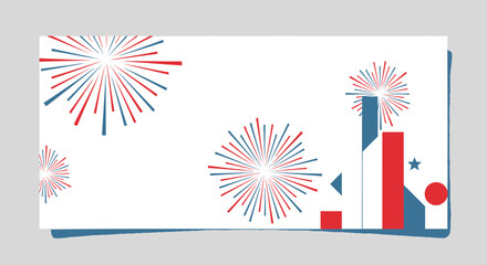 Obraz premium Patriotic firework design elements, red white and blue explosion shapes, for banner or poster, Isolated on transparent background, png