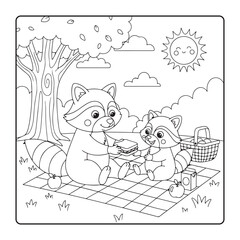 Raccoon Mothers day Coloring Book © Naim Islam