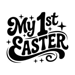 Fototapeta premium A design celebrates a baby's first Easter with bold lettering.
