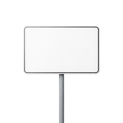A blank white sign on a metal pole against a plain background. isolated on transparent background
