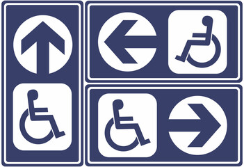 Signs indicating the location for people with physical disabilities.