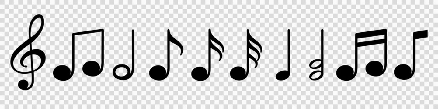 Music notes icons set, musical notes symbols vector