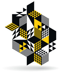 Abstract vector art with 3D isometric cubes geometric background, op art blocks with different forms isolated, polygonal graphic design, cubical theme.