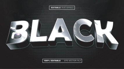 Dark Metallic Black 3D Text Effect