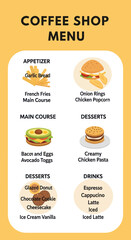 Coffee Shop Menu Board with Food Items.