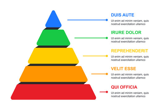 Pyramid infographic template diagram with five hierarchy steps