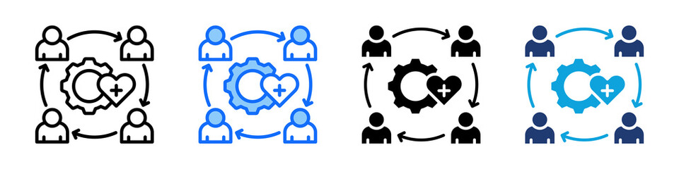 Care Coordination Icon Set Multi Style Vector Illustration