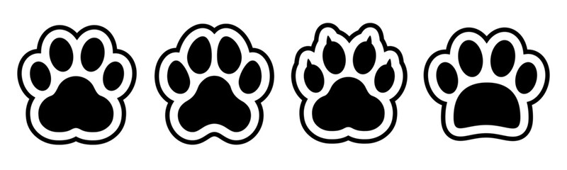 Paw print icon set, paw footprint, animal track © dlyastokiv