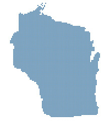 Wisconsin Blue Dotted Map for Biohealth Tech Hub and Personalized Medicine Corridor
