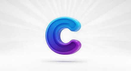 3D Letter C Gradient Blue Purple.