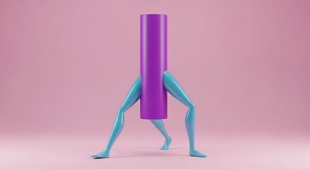 3D Render of Humanoid Figure with Purple Cylinder.