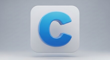 Blue C Logo on White Background.