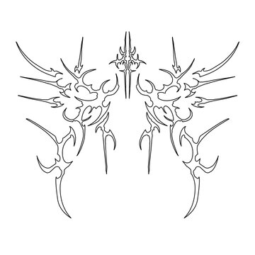 Neo Tribal Cyber Sigilism symmetrical design