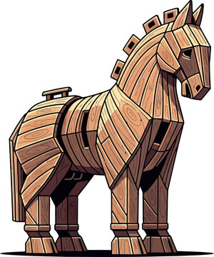 Vector Illustration of A Wooden Trojan Horse, Isolated On White Background