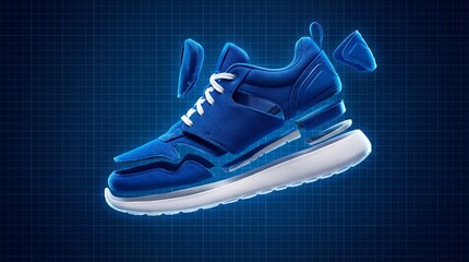 Exploded view of a modern athletic shoe showcasing its layered construction and innovative design elements