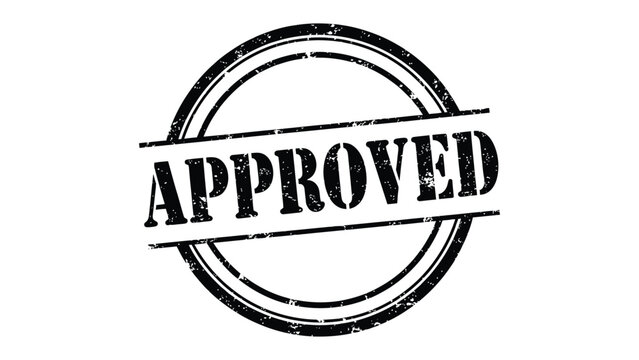 Official Stamp of Approval: The bold APPROVED stamp signifies validation and authorization within an official capacity, symbolizing trust and reliability.