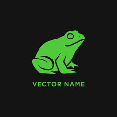 Obraz premium Green Frog Vector Illustration on Black Background, Minimalist Amphibian Graphic Design