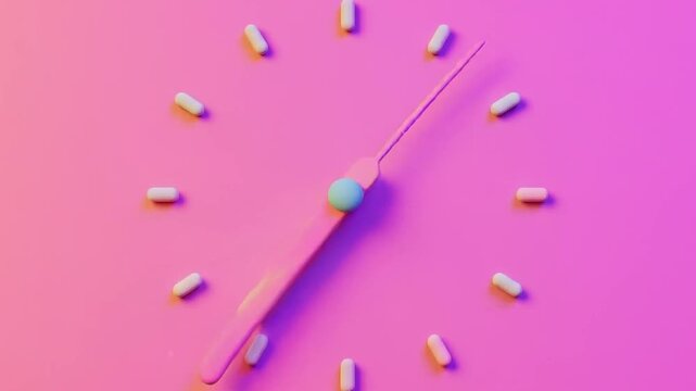 Creative Clock Face with Pills Indicating Time Passing.