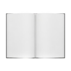 An open blank book with white pages on a white background. isolated on transparent background