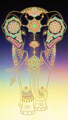 Line drawing style elephant illustration