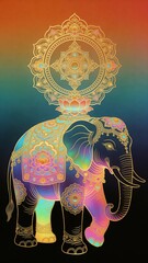 Line drawing style elephant illustration