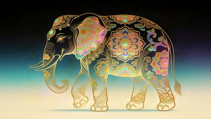 Line drawing style elephant illustration