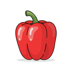 Fresh Red Bell Pepper on White Background for Healthy Food and Cooking Concepts
