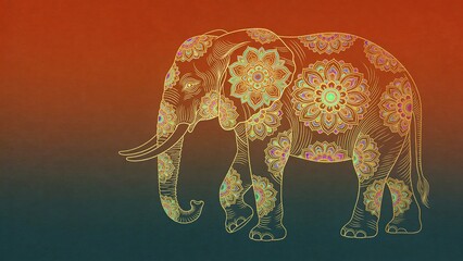 Line drawing style elephant illustration