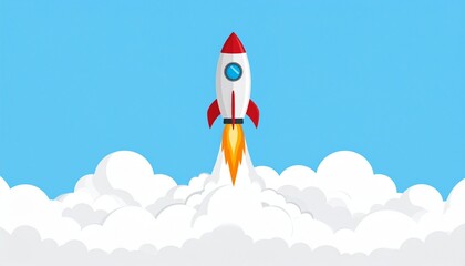Rocket Launching Through Clouds - A Symbol of Innovation and Progress.