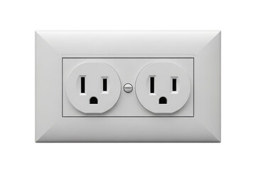 Electrical outlet with two sockets on transparent background