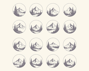 Collection of vintage sailboat illustrations in circular frames