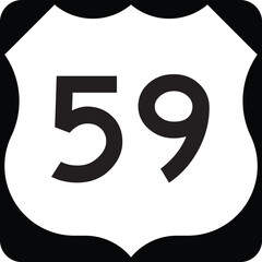 Route 59 Highway Shield Badge Design, United States Numbered Highway System Vector