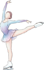 フィギュアスケーターの水彩風イラスト