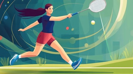 Woman playing badminton