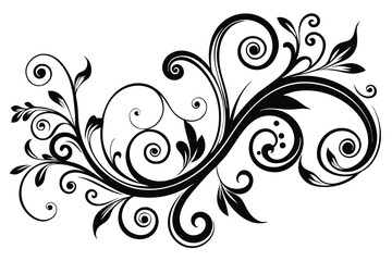 set of elegant swirls decorative flourishes silhouette line art vector illustration with a white background