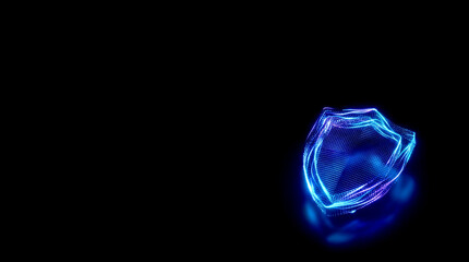 A blue and purple object is lit up in a black background