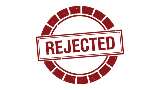 Rejected Stamp: A close-up shot of a red rejected rubber stamp.