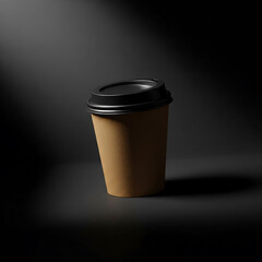 Minimalist Coffee Cup Mockup with Black Lid for Branding and Design