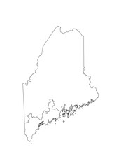 Maine Congressional Districts Map 119th Congress Vector Illustration USA House of Representatives Electoral Boundaries 2026 Voting Precincts Government Data Vis Black White Outline Transparent Cartogr