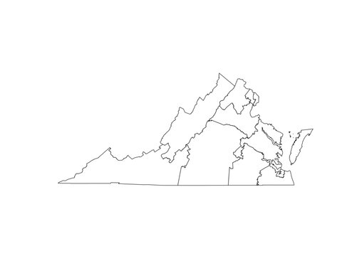 Virginia Congressional Districts Map 119th Congress Vector Illustration USA House of Representatives Electoral Boundaries 2026 Voting Precincts Government Data Vis Black White Outline Transparent Cart