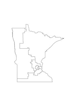 Minnesota Congressional Districts Map 119th Congress Vector Illustration USA House of Representatives Electoral Boundaries 2026 Voting Precincts Government Data Vis Black White Outline Transparent Car