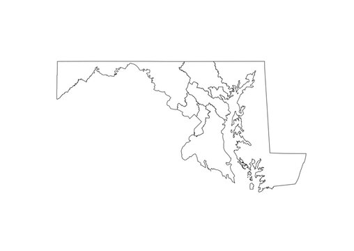 Maryland Congressional Districts Map 119th Congress Vector Illustration USA House of Representatives Electoral Boundaries 2026 Voting Precincts Government Data Vis Black White Outline Transparent Cart