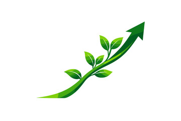 Obraz premium Growing plant symbol with upward arrow illustration showing progress in nature and sustainability efforts in green design